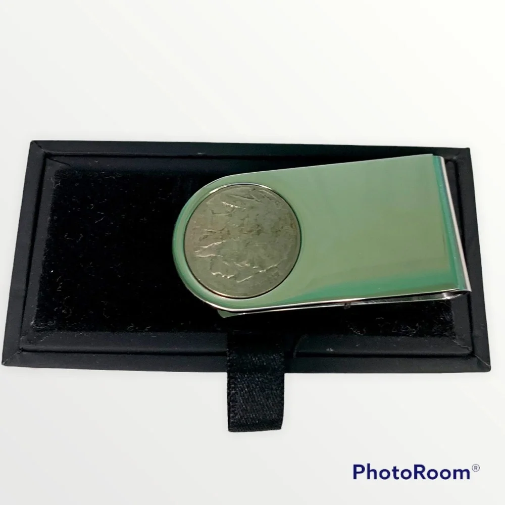 Men's Silver Money Clip with Buffalo Indian Head Nickel NWT